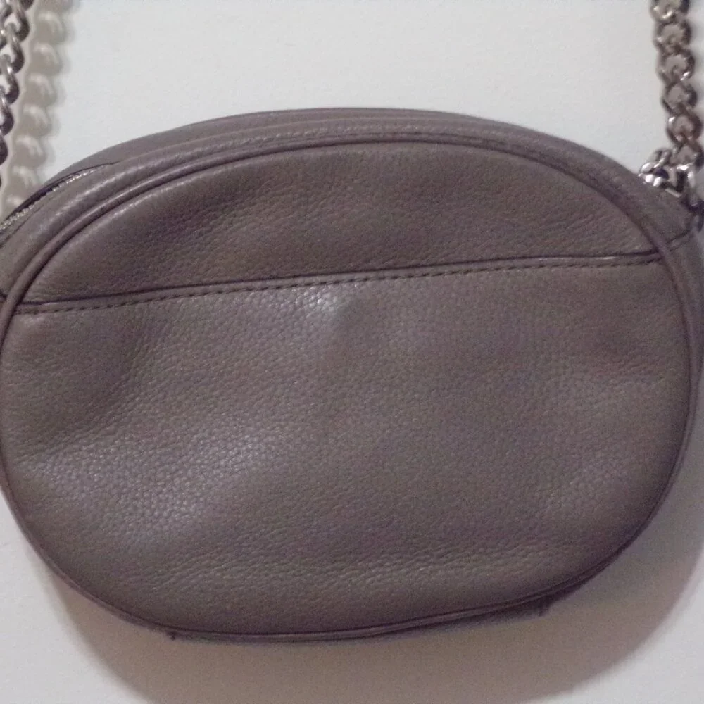 Michael Kors Gray Crossbody with Adjustable Strap & Chain Leather Silver Accents